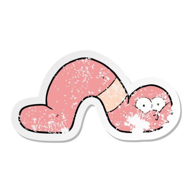 bir çizgi film solucanın sıkıntılı etiket