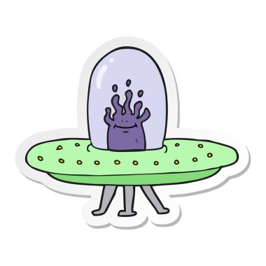 etiket bir karikatür uçan daire