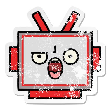 sevimli çizgi robot baş sıkıntılı etiket