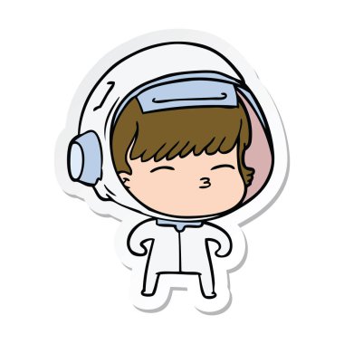 bir çizgi film meraklı astronotun etiket