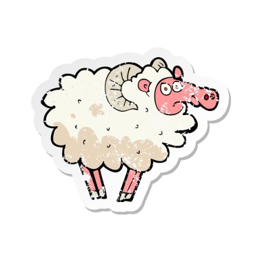 bir çizgi film kirli koyun Retro sıkıntılı etiket