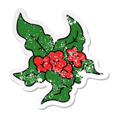 ilginç bir el sıkıntılı etiket çizilmiş karikatür Noel çiçek