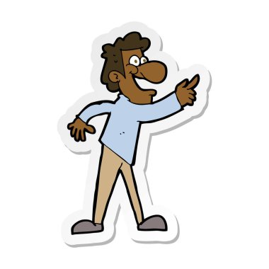 etiket bir çizgi film adam işaret ve gülüyor