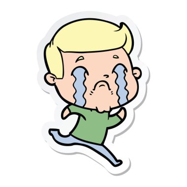 ağlayan bir çizgi film adamın etiket