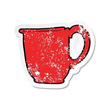 bir çizgi film kupa Retro sıkıntılı etiket