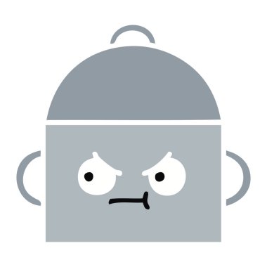 düz renk retro karikatür pot pişirme