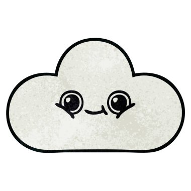Retro grunge doku karikatür bir bulut