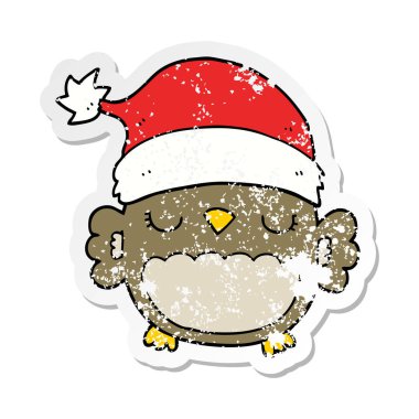 şirin bir Noel baykuş sıkıntılı etiket