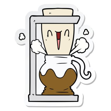 bir çizgi film kahve makinesi Sticker