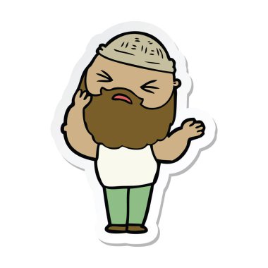 sakallı bir çizgi film adam etiketi