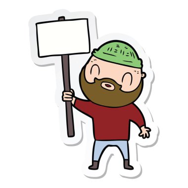 etiket bir karikatür sakallı adamın