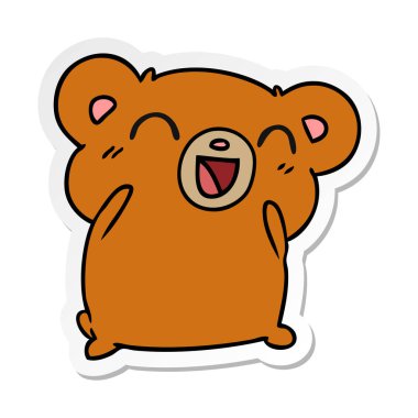 etiket çizgi film illüstrasyon kawaii şirin ayıcık