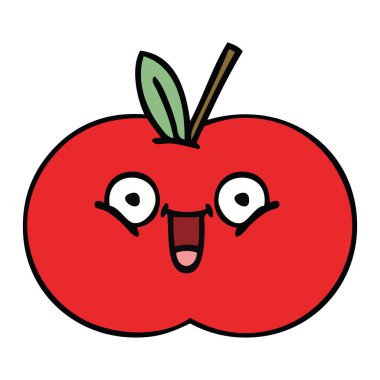 Kırmızı elma, sevimli çizgi