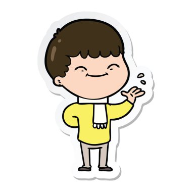 etiket bir karikatür mutlu çocuk