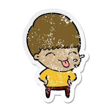 komik karikatür çocuğun sıkıntılı etiket