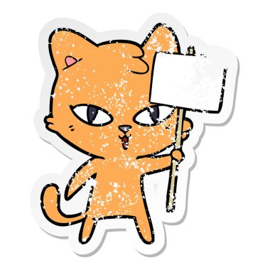 bir karikatür kedi sıkıntılı etiket