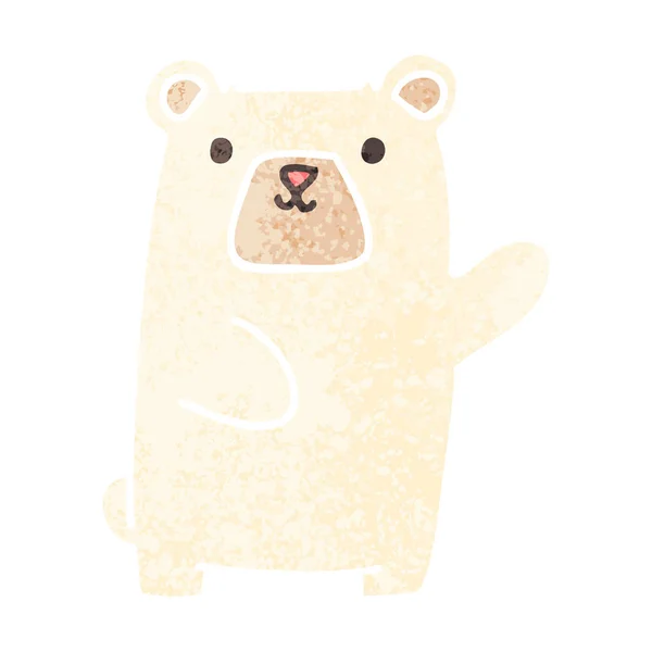 Ретро Иллюстрации Стиль Причудливый Мультяшный Белый Медведь — стоковый вектор