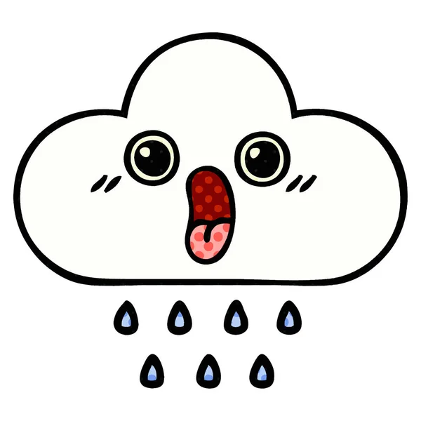 Comic Book Style Cartoon Rain Cloud — Stock Vector