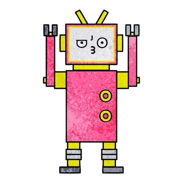 ロボットのレトロなグランジ テクスチャ漫画 — ストックベクタ