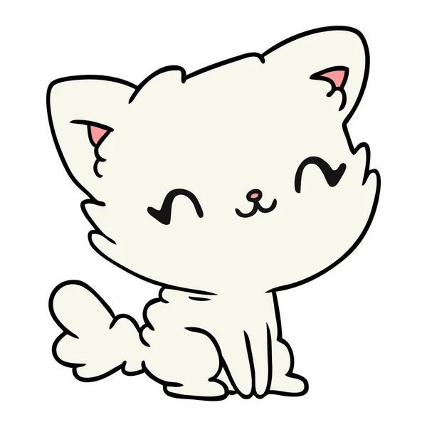 Dibujos animados lindo kawaii esponjoso gato — Vector de stock