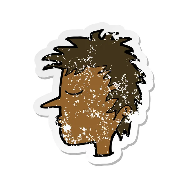 Retro Distressed Sticker Cartoon Male Face — Stock Vector