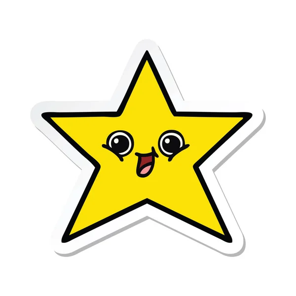 Pegatina de una linda estrella de oro de dibujos animados — Vector de stock