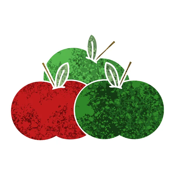 Retro illüstrasyon stil çizgi film sulu elma