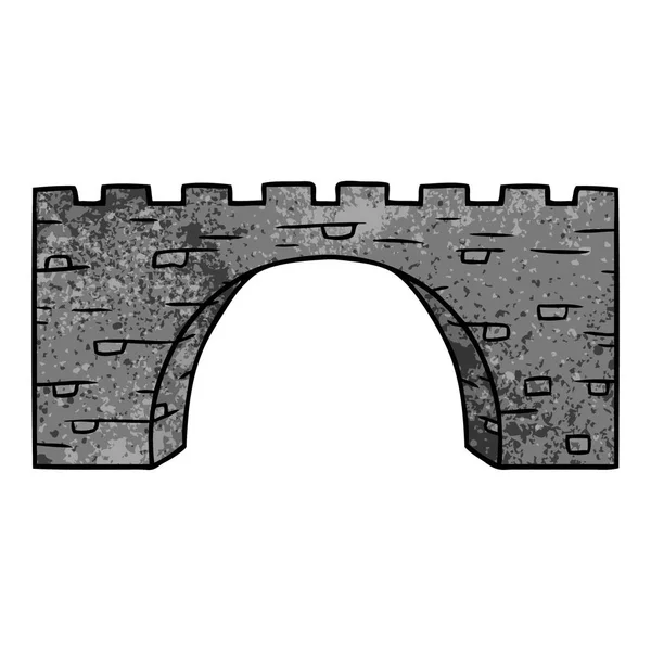 Dessin Animé Texturé Main Gribouillage Pont Pierre — Image vectorielle