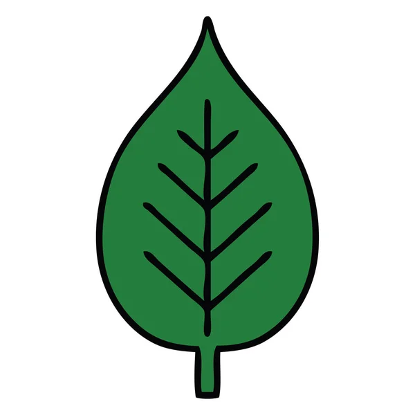 Lindo Dibujo Animado Una Hoja Verde — Vector de stock