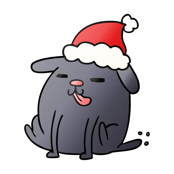 Desenhos animados gradiente de Natal do cão kawaii — Vetor de Stock