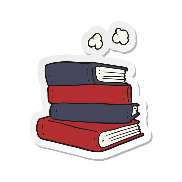 Sticker van een cartoon stapel boeken — Stockvector