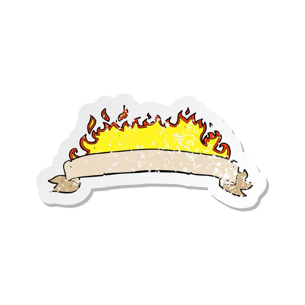 Retro Distressed Sticker Cartoon Flaming Banner — Stock Vector
