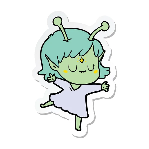 Sticker Cartoon Alien Girl — Stock Vector