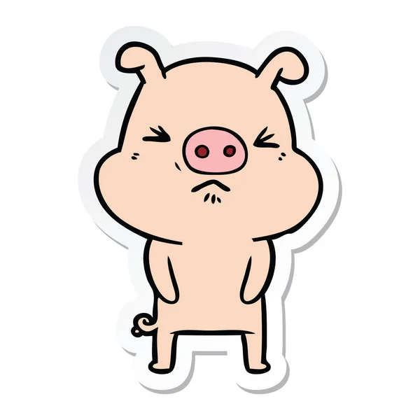 Etiqueta de um porco rabugento de desenho animado —  Vetores de Stock