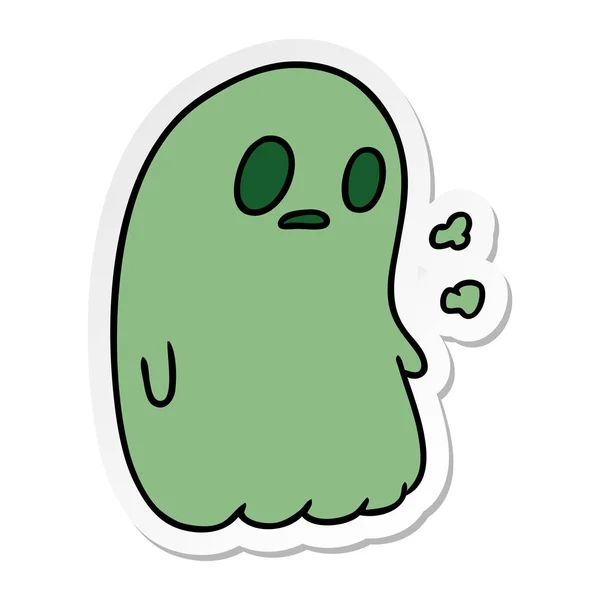 Sticker Cartoon Afbeelding Van Een Schattig Kawaii Spook — Stockvector