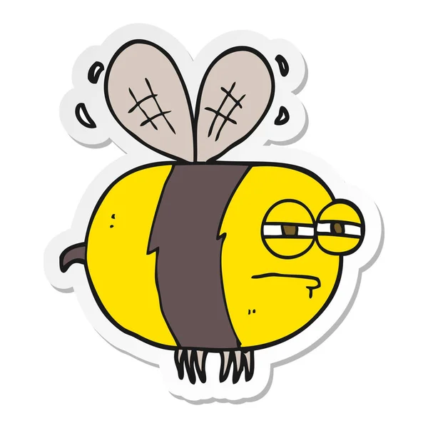 Sticker Cartoon Unhappy Bee — Stock Vector