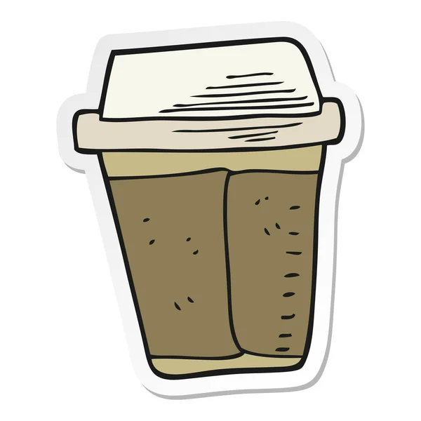 Sticker Een Cartoon Koffie — Stockvector