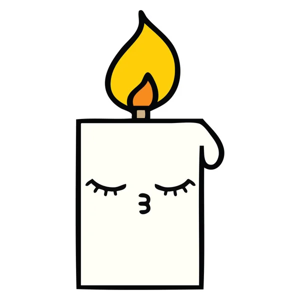 Cute Cartoon Lit Candle — Stock Vector