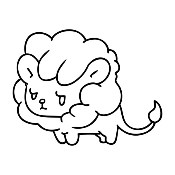 Dessin Ligne Illustration Kawaii Lionceau Mignon — Image vectorielle