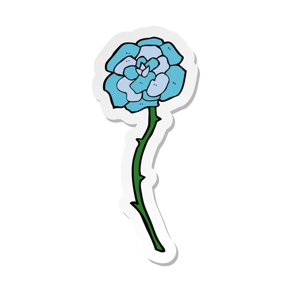 Αυτοκόλλητο κινουμένων σχεδίων τατουάζ ένα μπλε λουλούδι — Διανυσματικό Αρχείο