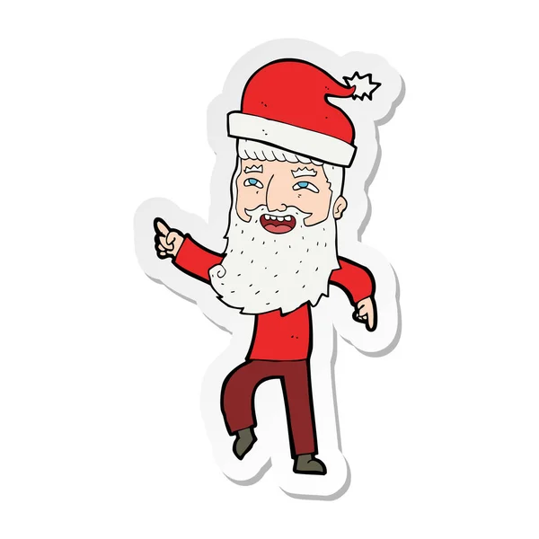 Sticker of a cartoon hipster santa claus — Stock Vector