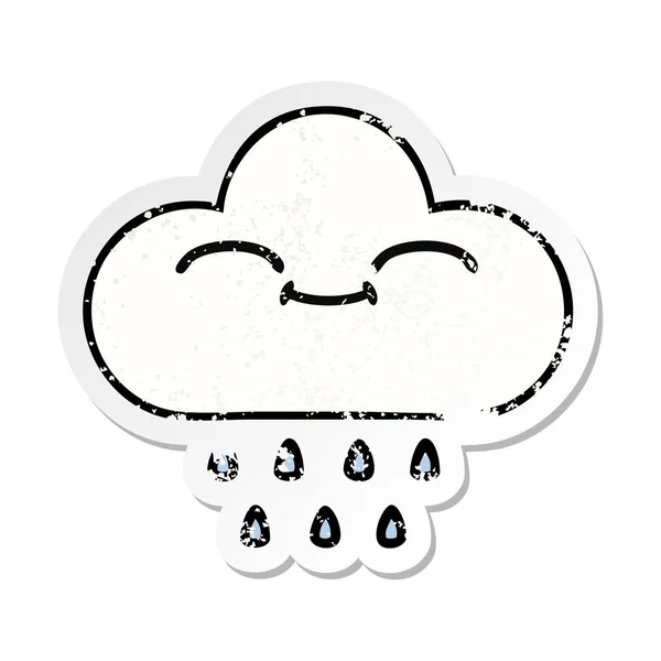 Autocollant Détresse Nuage Pluie Dessin Animé Mignon — Image vectorielle