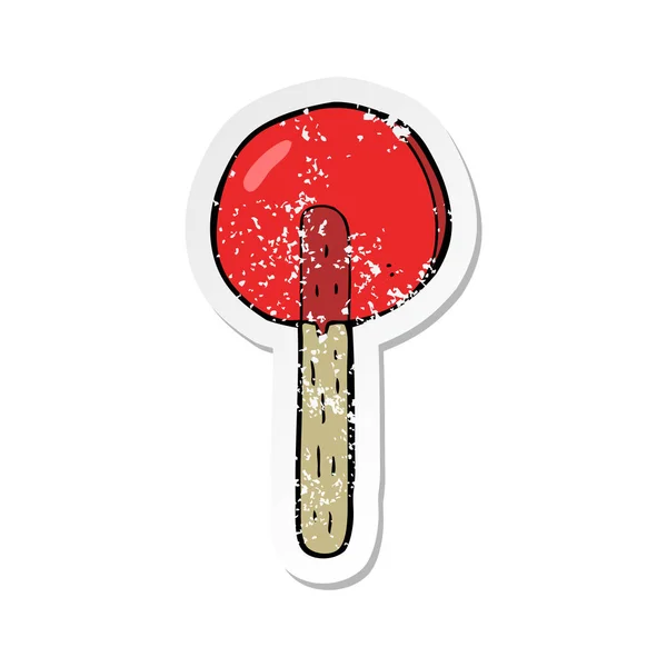 Retro Noodlijdende Sticker Van Een Cartoon Lolly — Stockvector