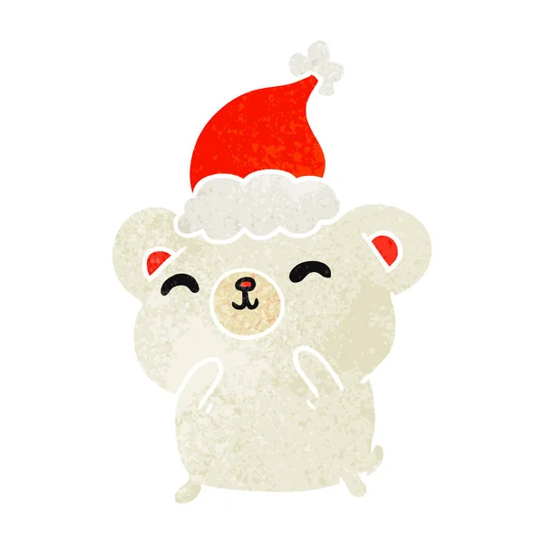 Vánoční retro kreslený kawaii lední medvěd — Stockový vektor