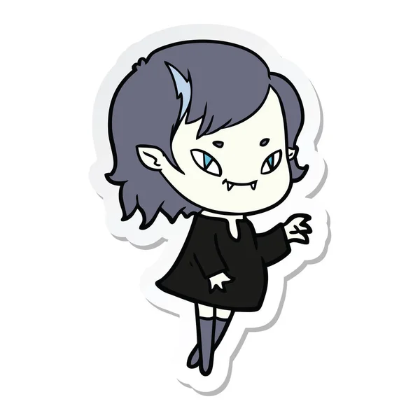 Etiqueta Desenho Animado Amigável Vampiro Menina —  Vetores de Stock