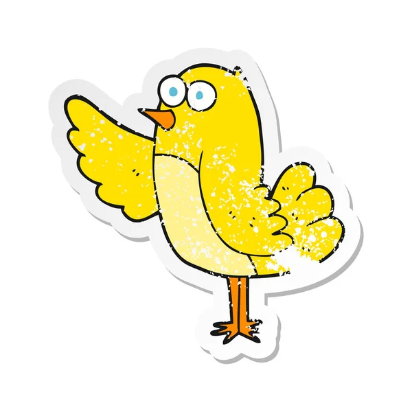 Etiqueta Angustiada Retro Pássaro Dos Desenhos Animados — Vetor de Stock