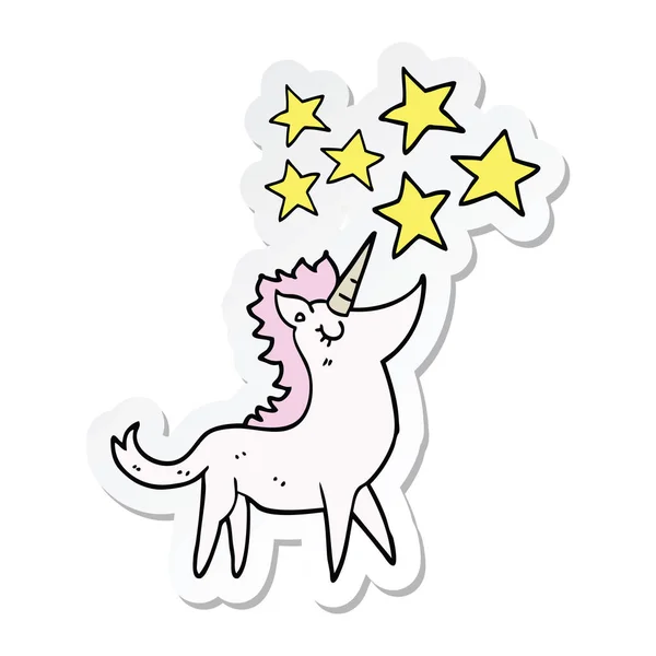 Stiker Dari Sebuah Unicorn Kartun - Stok Vektor