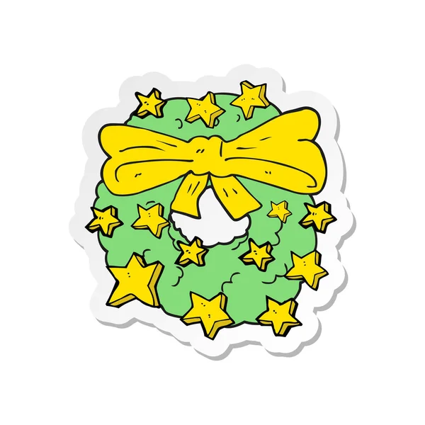 Sticker Cartoon Christmas Wreath — Stock Vector