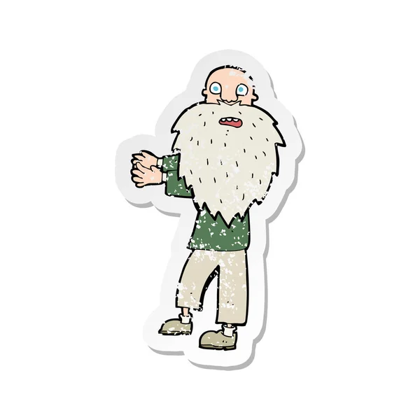 Retro Distressed Sticker Cartoon Bearded Old Man — Stock Vector