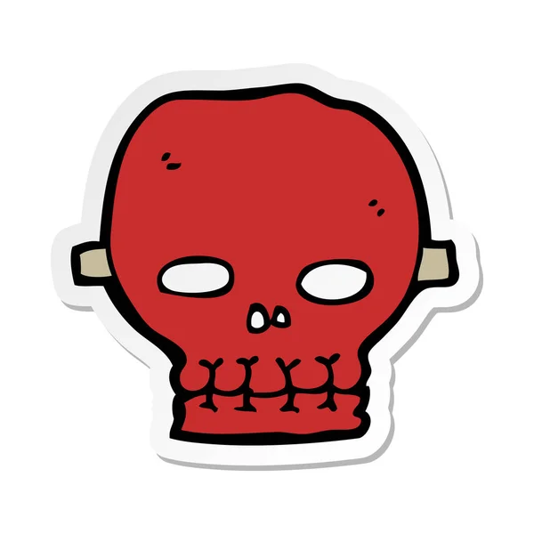 Etiqueta Uma Máscara Crânio Assustador Desenhos Animados — Vetor de Stock